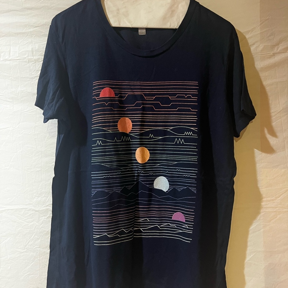 Threadless Navy Graphic Sunset Line Tee Shirt Extra Large